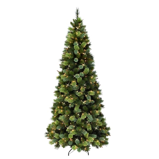 7.5ft. Pre-Lit Slim Portland Pine Cashmere Tips Artificial Christmas Tree, Clear Lights